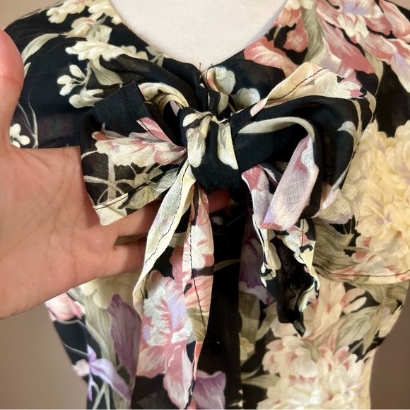 Vintage Floral Sheer Black Maxi Dress -Size 12 -DR08 - Picture 4 of 11